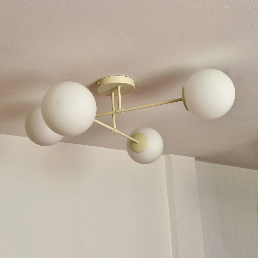 Lámpara de techo de montaje en superficie MOON 4xE27/15W/230V crema