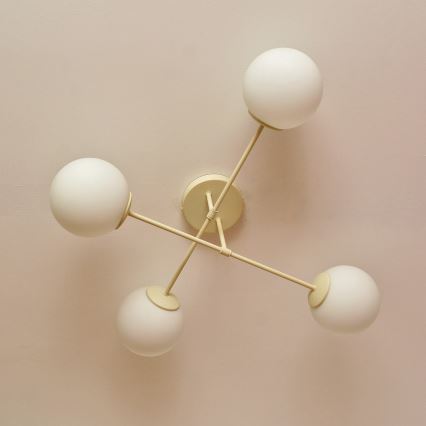 Lámpara de techo de montaje en superficie MOON 4xE27/15W/230V crema