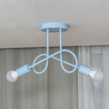 Lámpara de techo de montaje en superficie OXFORD 2xE27/15W/230V azul