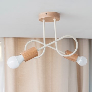 Lámpara de techo de montaje en superficie OXFORD 2xE27/15W/230V pino/crema