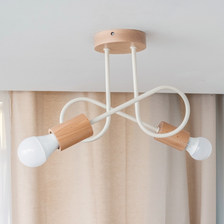 Lámpara de techo de montaje en superficie OXFORD 2xE27/15W/230V pino/crema