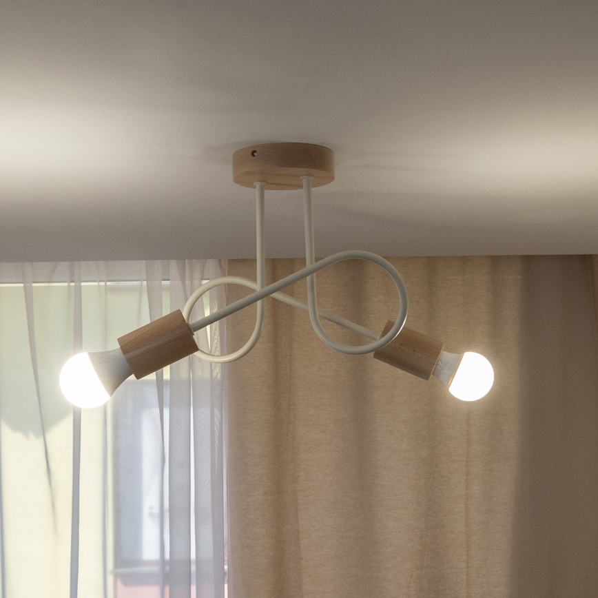 Lámpara de techo de montaje en superficie OXFORD 2xE27/15W/230V pino/crema