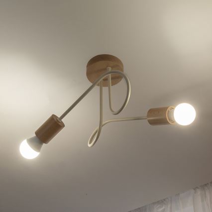 Lámpara de techo de montaje en superficie OXFORD 2xE27/15W/230V pino/crema