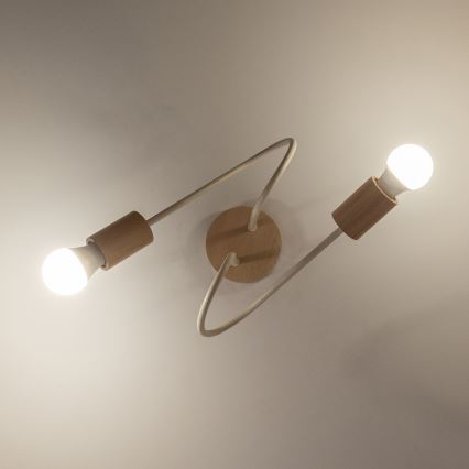 Lámpara de techo de montaje en superficie OXFORD 2xE27/15W/230V pino/crema