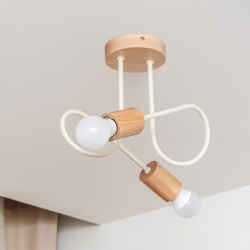 Lámpara de techo de montaje en superficie OXFORD 2xE27/15W/230V pino/crema