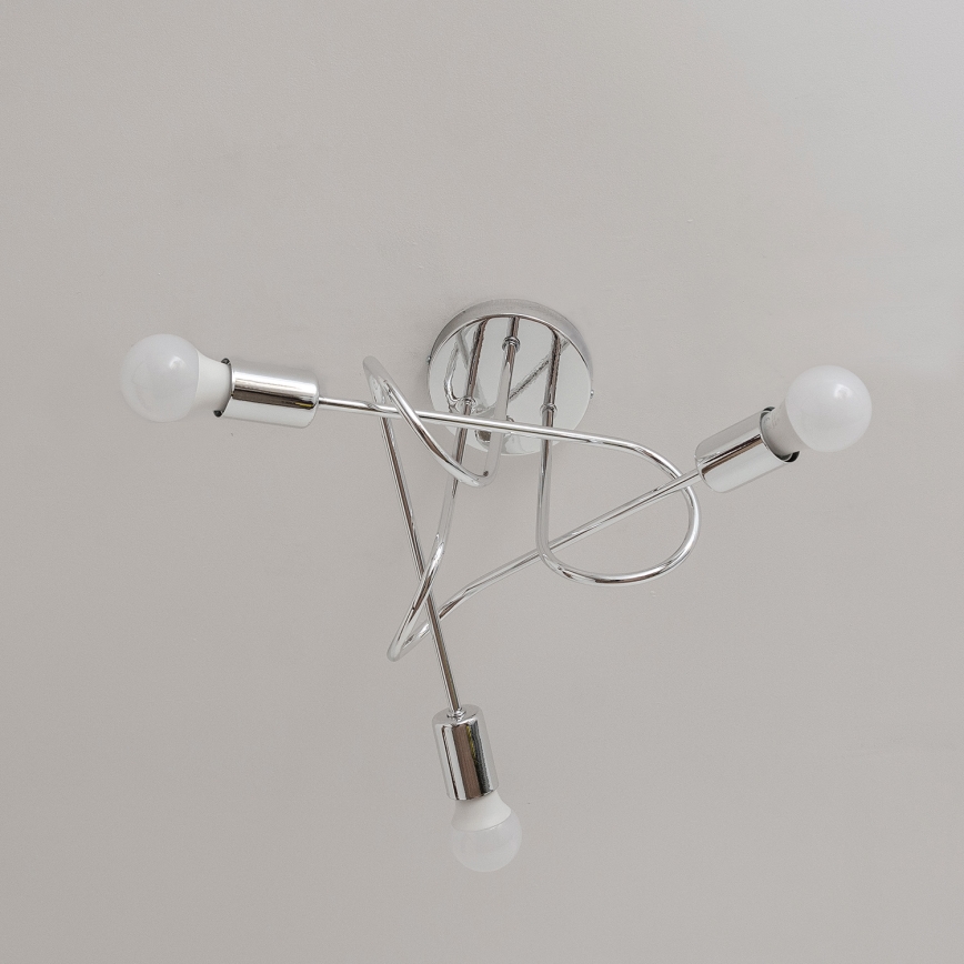 Lámpara de techo de montaje en superficie OXFORD 3xE27/15W/230V cromo brillante