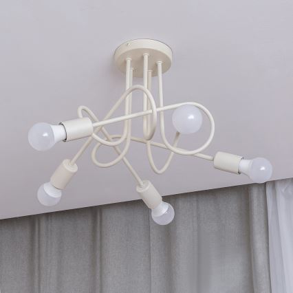 Lámpara de techo de montaje en superficie OXFORD 5xE27/15W/230V color crema