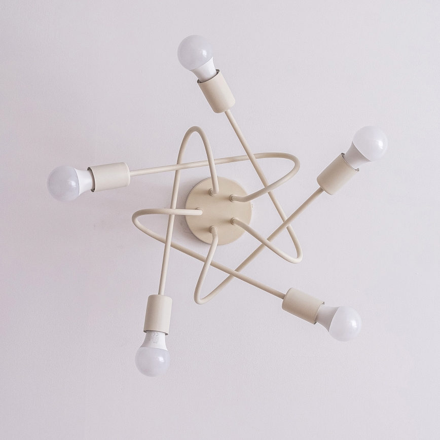 Lámpara de techo de montaje en superficie OXFORD 5xE27/15W/230V color crema