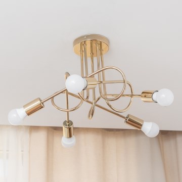 Lámpara de techo de montaje en superficie OXFORD 5xE27/15W/230V color dorado