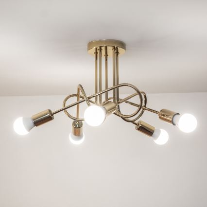 Lámpara de techo de montaje en superficie OXFORD 5xE27/15W/230V color dorado