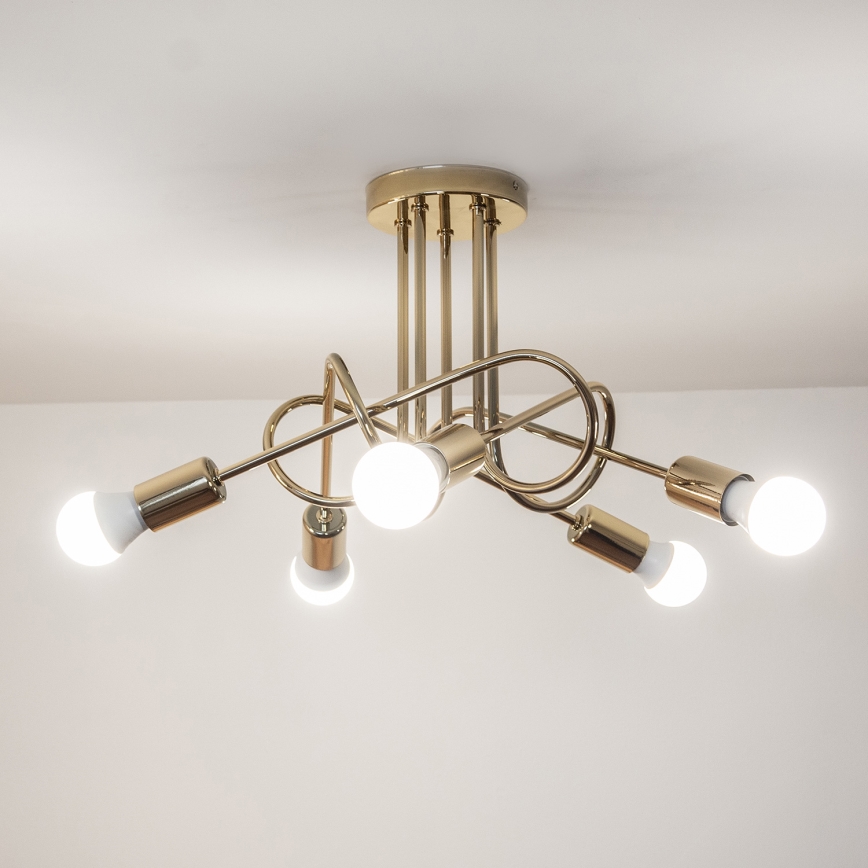 Lámpara de techo de montaje en superficie OXFORD 5xE27/15W/230V color dorado