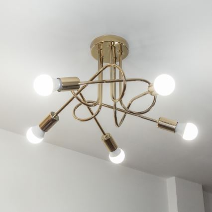 Lámpara de techo de montaje en superficie OXFORD 5xE27/15W/230V color dorado