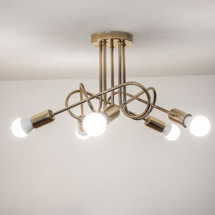 Lámpara de techo de montaje en superficie OXFORD 5xE27/15W/230V color dorado