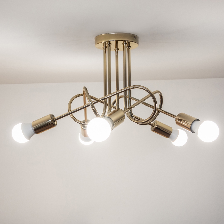 Lámpara de techo de montaje en superficie OXFORD 5xE27/15W/230V color dorado