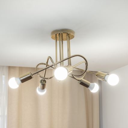 Lámpara de techo de montaje en superficie OXFORD 5xE27/15W/230V color dorado