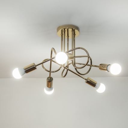 Lámpara de techo de montaje en superficie OXFORD 5xE27/15W/230V color dorado