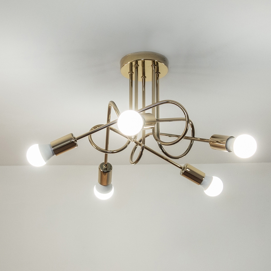 Lámpara de techo de montaje en superficie OXFORD 5xE27/15W/230V color dorado