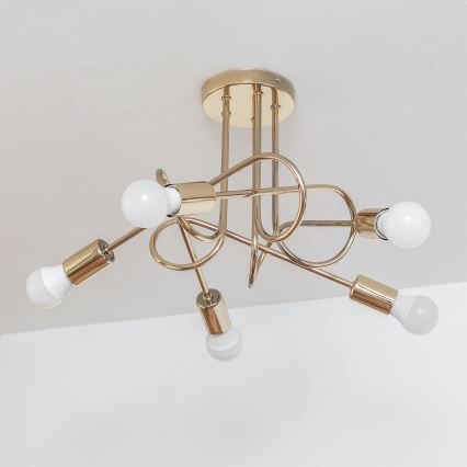 Lámpara de techo de montaje en superficie OXFORD 5xE27/15W/230V color dorado