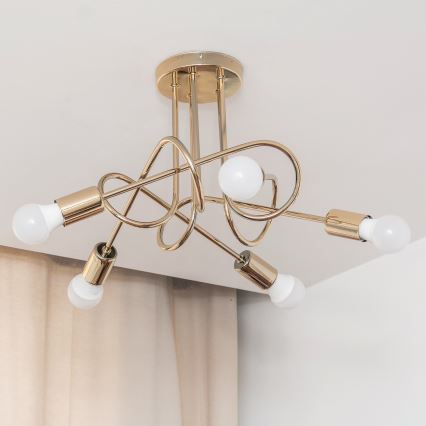 Lámpara de techo de montaje en superficie OXFORD 5xE27/15W/230V color dorado