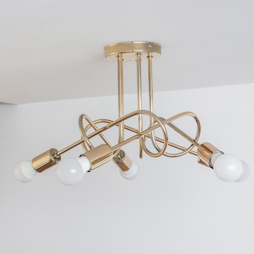 Lámpara de techo de montaje en superficie OXFORD 5xE27/15W/230V color dorado