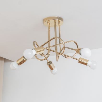 Lámpara de techo de montaje en superficie OXFORD 5xE27/15W/230V color dorado