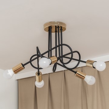 Lámpara de techo de montaje en superficie OXFORD 5xE27/15W/230V dorado/negro