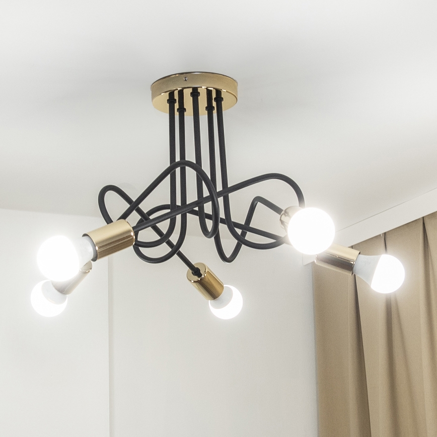 Lámpara de techo de montaje en superficie OXFORD 5xE27/15W/230V dorado/negro