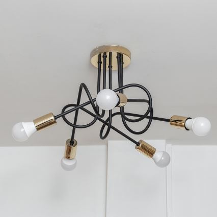 Lámpara de techo de montaje en superficie OXFORD 5xE27/15W/230V dorado/negro