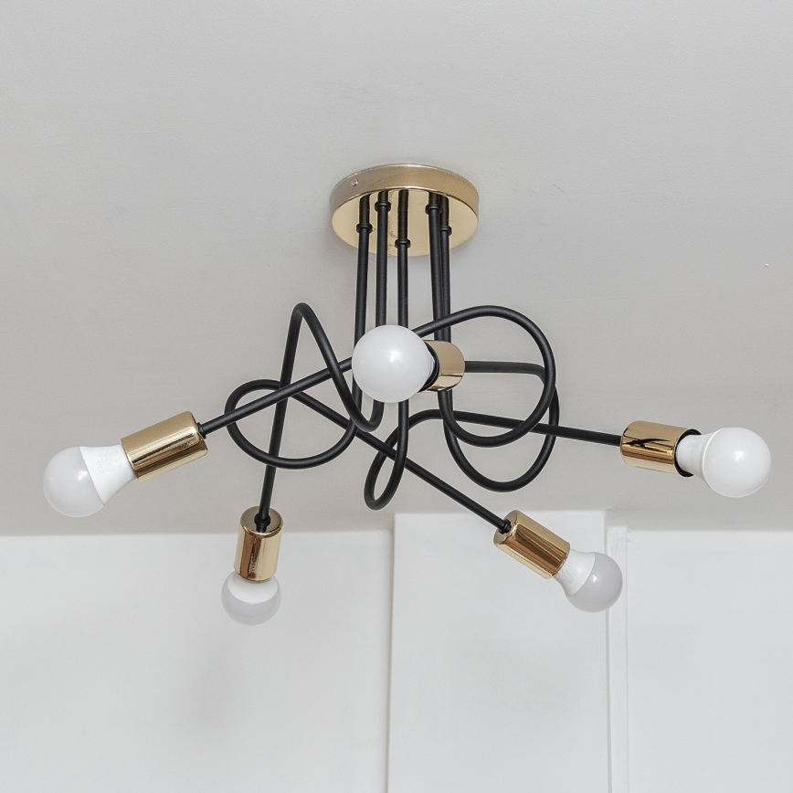 Lámpara de techo de montaje en superficie OXFORD 5xE27/15W/230V dorado/negro