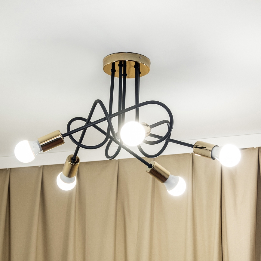 Lámpara de techo de montaje en superficie OXFORD 5xE27/15W/230V dorado/negro