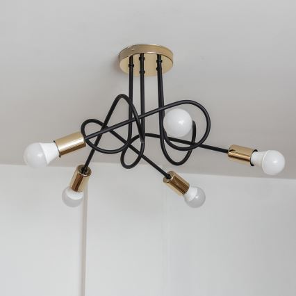 Lámpara de techo de montaje en superficie OXFORD 5xE27/15W/230V dorado/negro