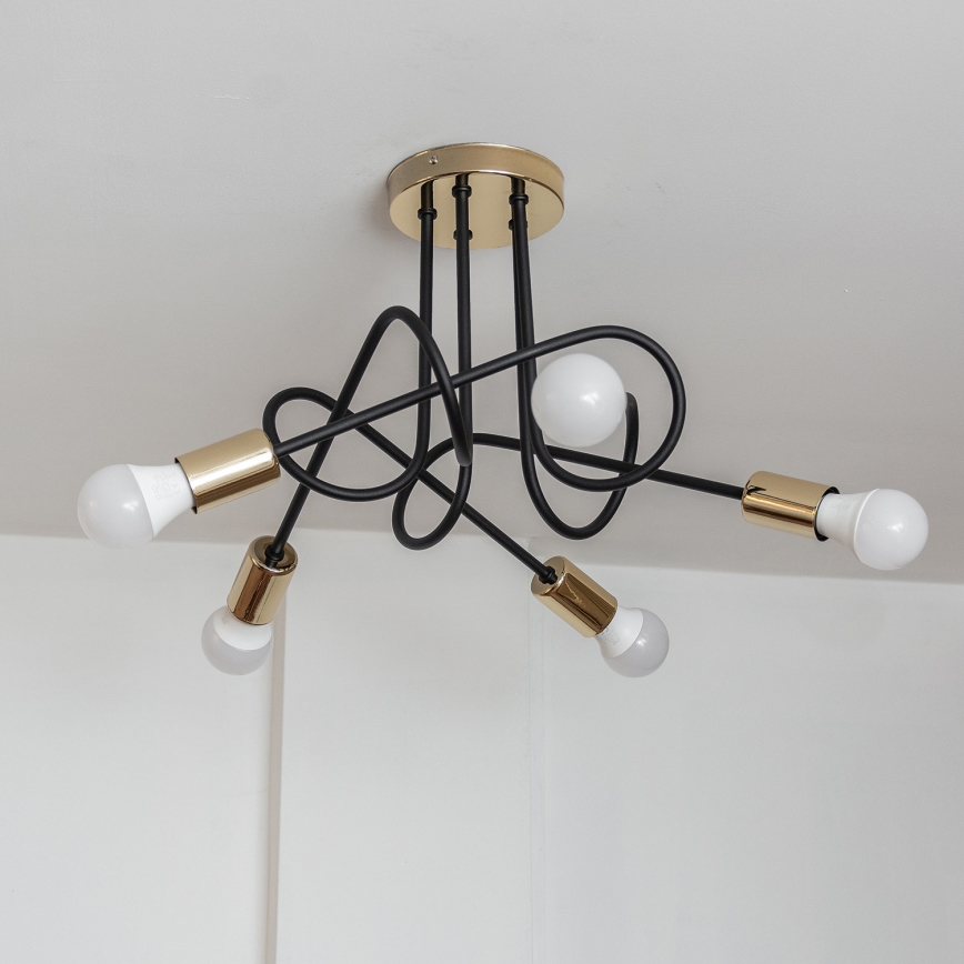 Lámpara de techo de montaje en superficie OXFORD 5xE27/15W/230V dorado/negro