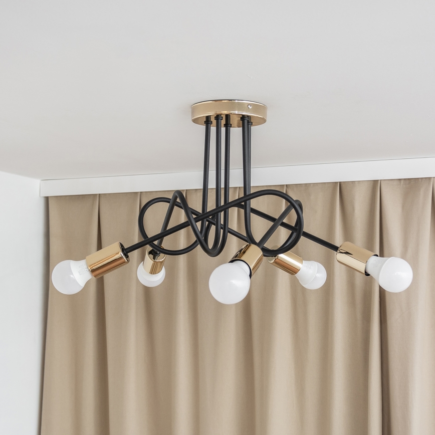 Lámpara de techo de montaje en superficie OXFORD 5xE27/15W/230V dorado/negro