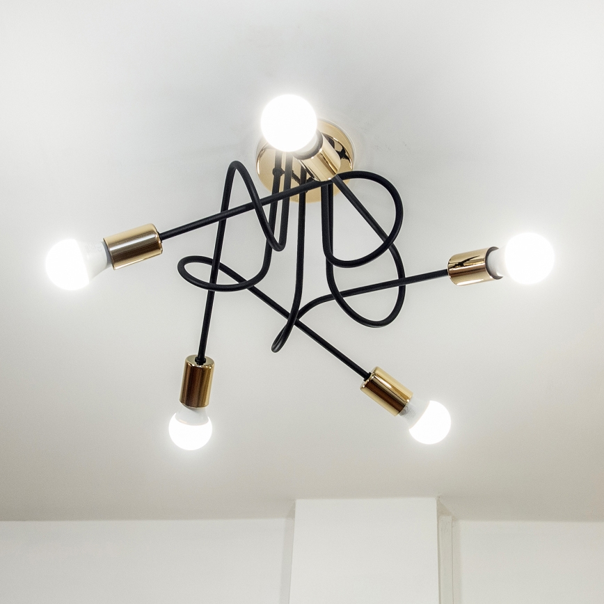 Lámpara de techo de montaje en superficie OXFORD 5xE27/15W/230V dorado/negro