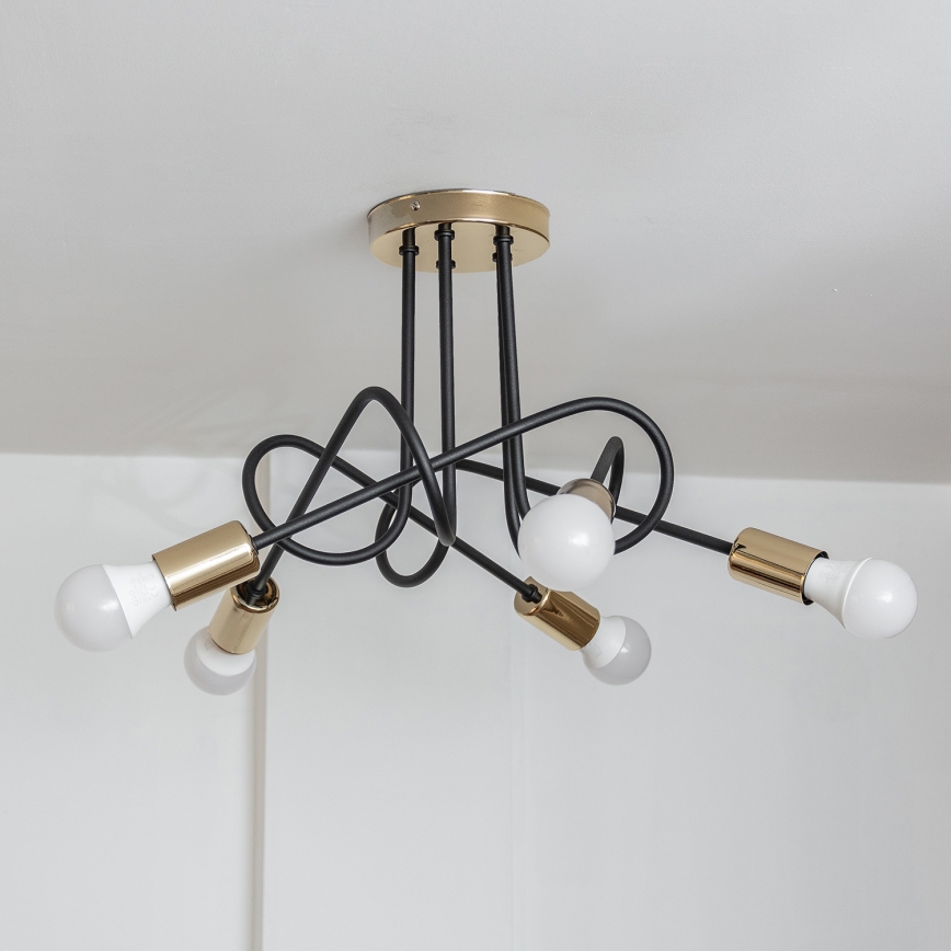 Lámpara de techo de montaje en superficie OXFORD 5xE27/15W/230V dorado/negro