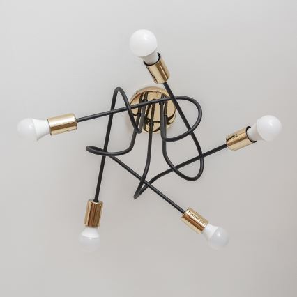 Lámpara de techo de montaje en superficie OXFORD 5xE27/15W/230V dorado/negro