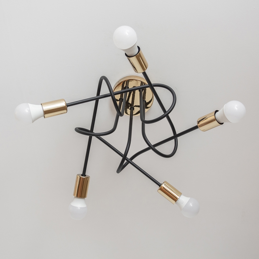 Lámpara de techo de montaje en superficie OXFORD 5xE27/15W/230V dorado/negro