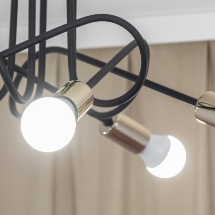 Lámpara de techo de montaje en superficie OXFORD 5xE27/15W/230V dorado/negro