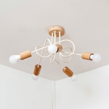 Lámpara de techo de montaje en superficie OXFORD 5xE27/15W/230V pino/crema