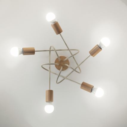 Lámpara de techo de montaje en superficie OXFORD 5xE27/15W/230V pino/crema