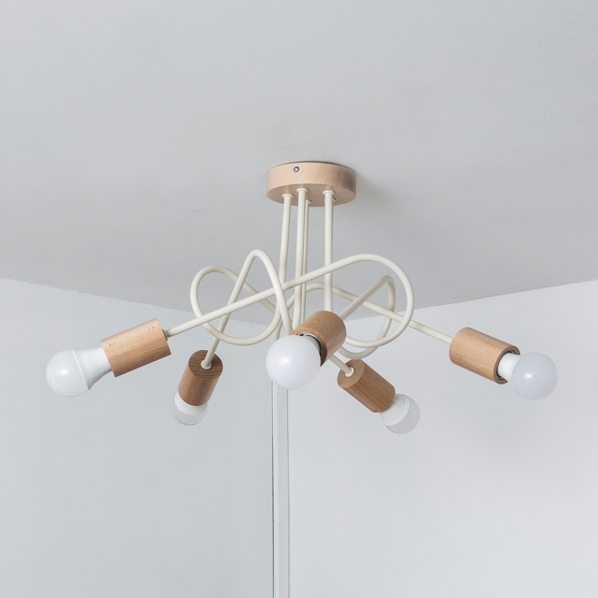 Lámpara de techo de montaje en superficie OXFORD 5xE27/15W/230V pino/crema