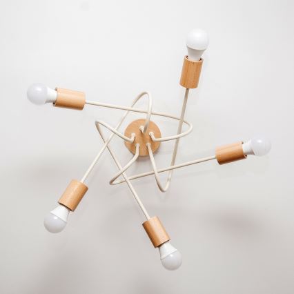 Lámpara de techo de montaje en superficie OXFORD 5xE27/15W/230V pino/crema