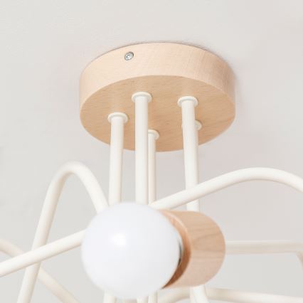 Lámpara de techo de montaje en superficie OXFORD 5xE27/15W/230V pino/crema