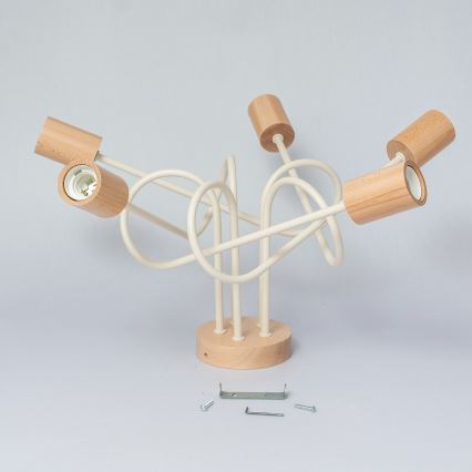 Lámpara de techo de montaje en superficie OXFORD 5xE27/15W/230V pino/crema