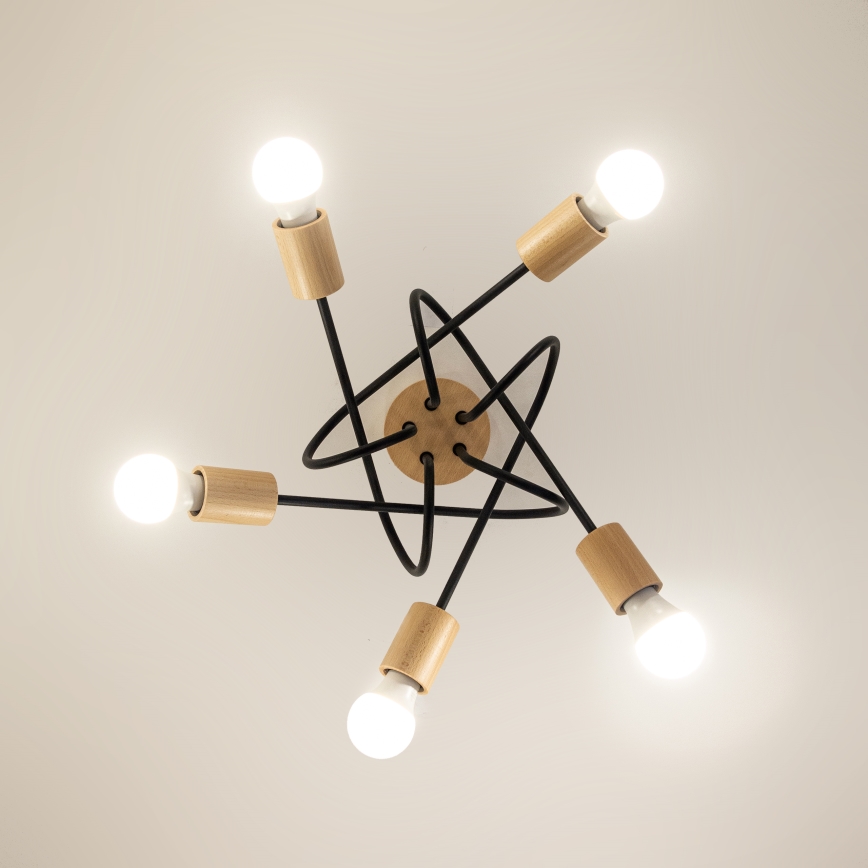 Lámpara de techo de montaje en superficie OXFORD 5xE27/15W/230V pino/negro