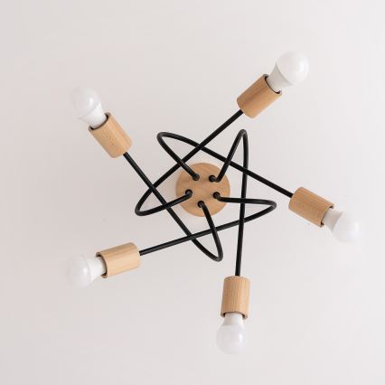 Lámpara de techo de montaje en superficie OXFORD 5xE27/15W/230V pino/negro