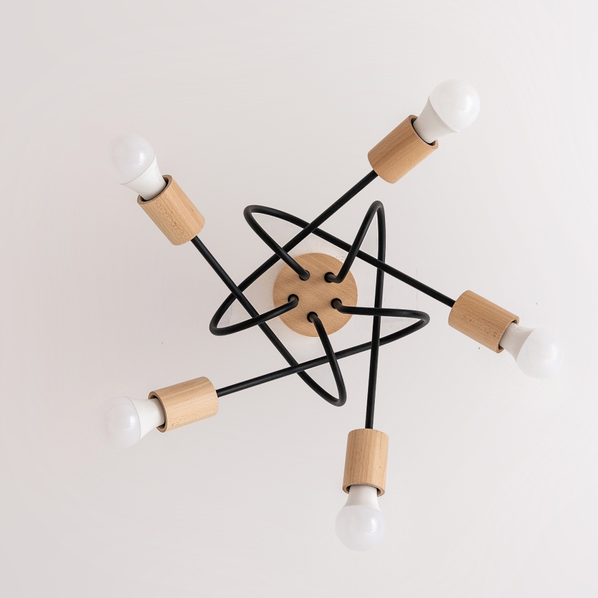 Lámpara de techo de montaje en superficie OXFORD 5xE27/15W/230V pino/negro