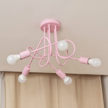 Lámpara de techo de montaje en superficie OXFORD 5xE27/15W/230V, rosa