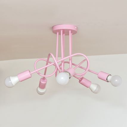 Lámpara de techo de montaje en superficie OXFORD 5xE27/15W/230V, rosa