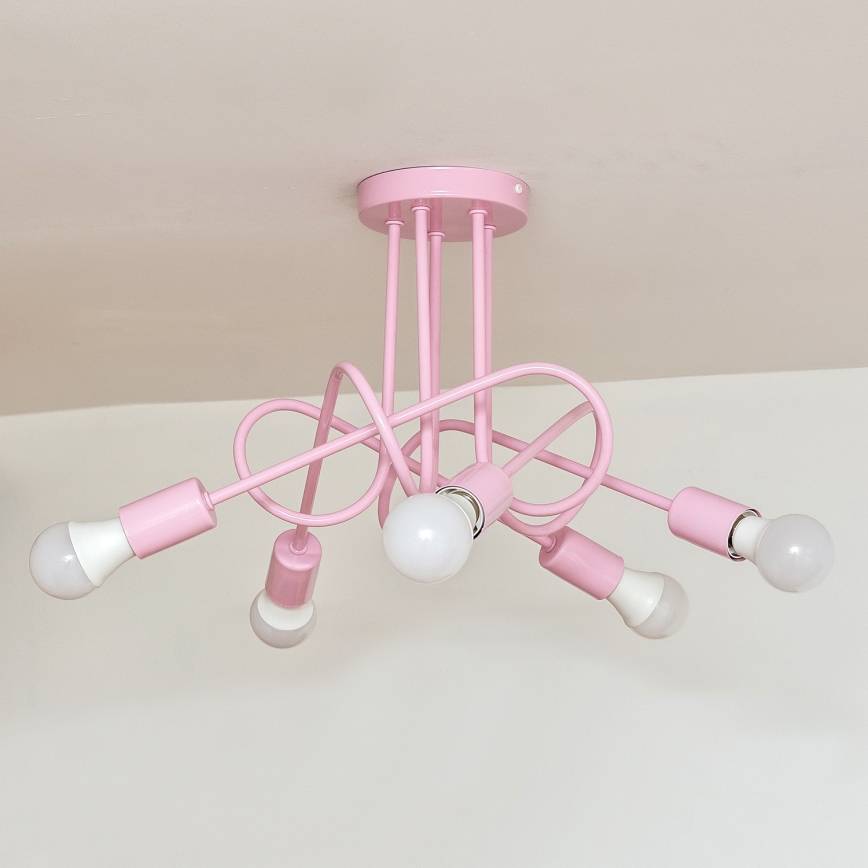 Lámpara de techo de montaje en superficie OXFORD 5xE27/15W/230V, rosa